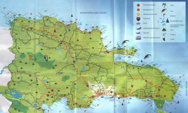 Карта Доминиканы с курортами на русском языке